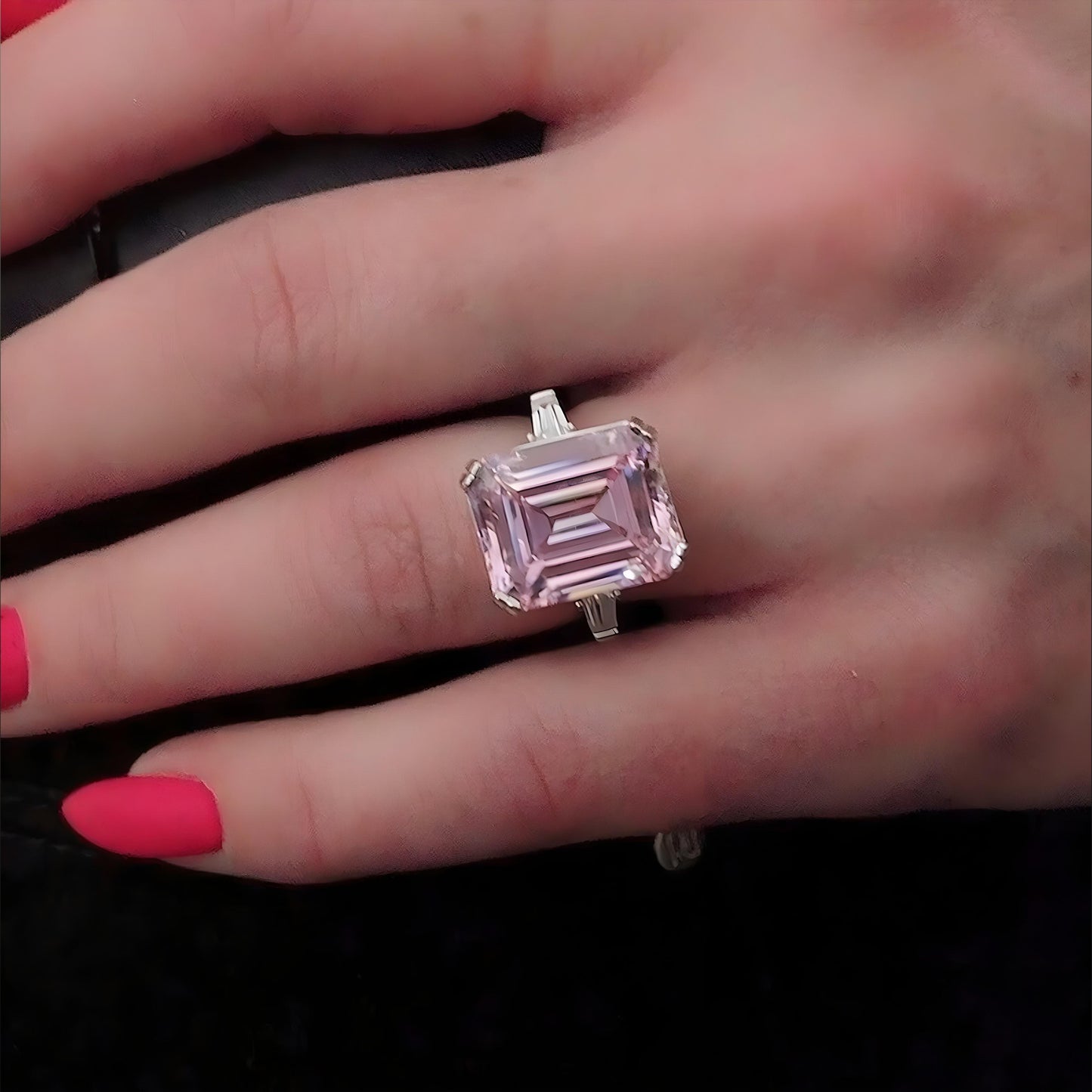 18k Yellow Gold Natural Certified 7.25 Carat Pink Sapphire Emerald Cut Gemstone Handmade Engagement Ring Mother's day gift