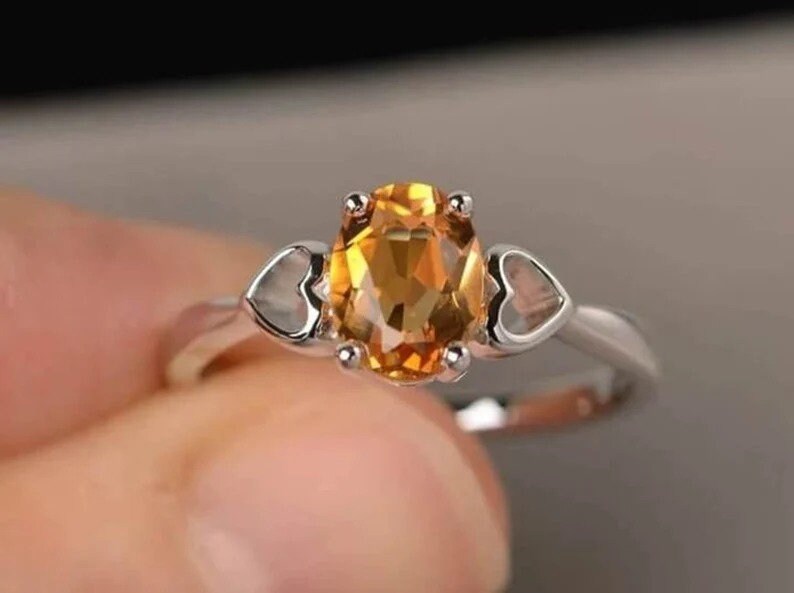 925 Sterling Silver Natural Citrine 5.25 Carat Ring Astrology Ring For Gift
