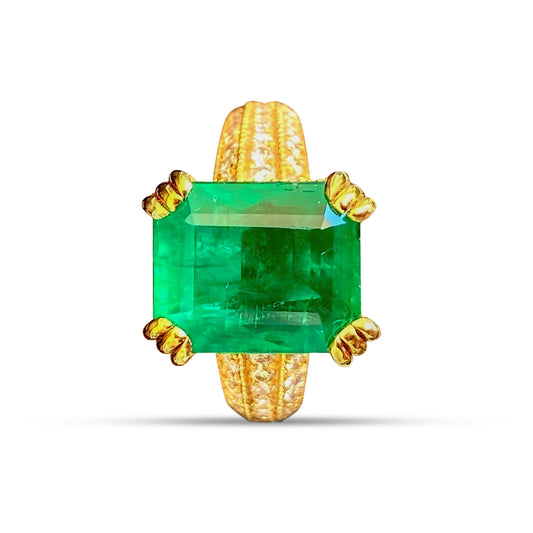 IGI Certified Natural Emerald Ring. 5.99CTS Emerald with genuine pave Diamonds & 12 prongs setting. Engagement, Wedding, Birthday