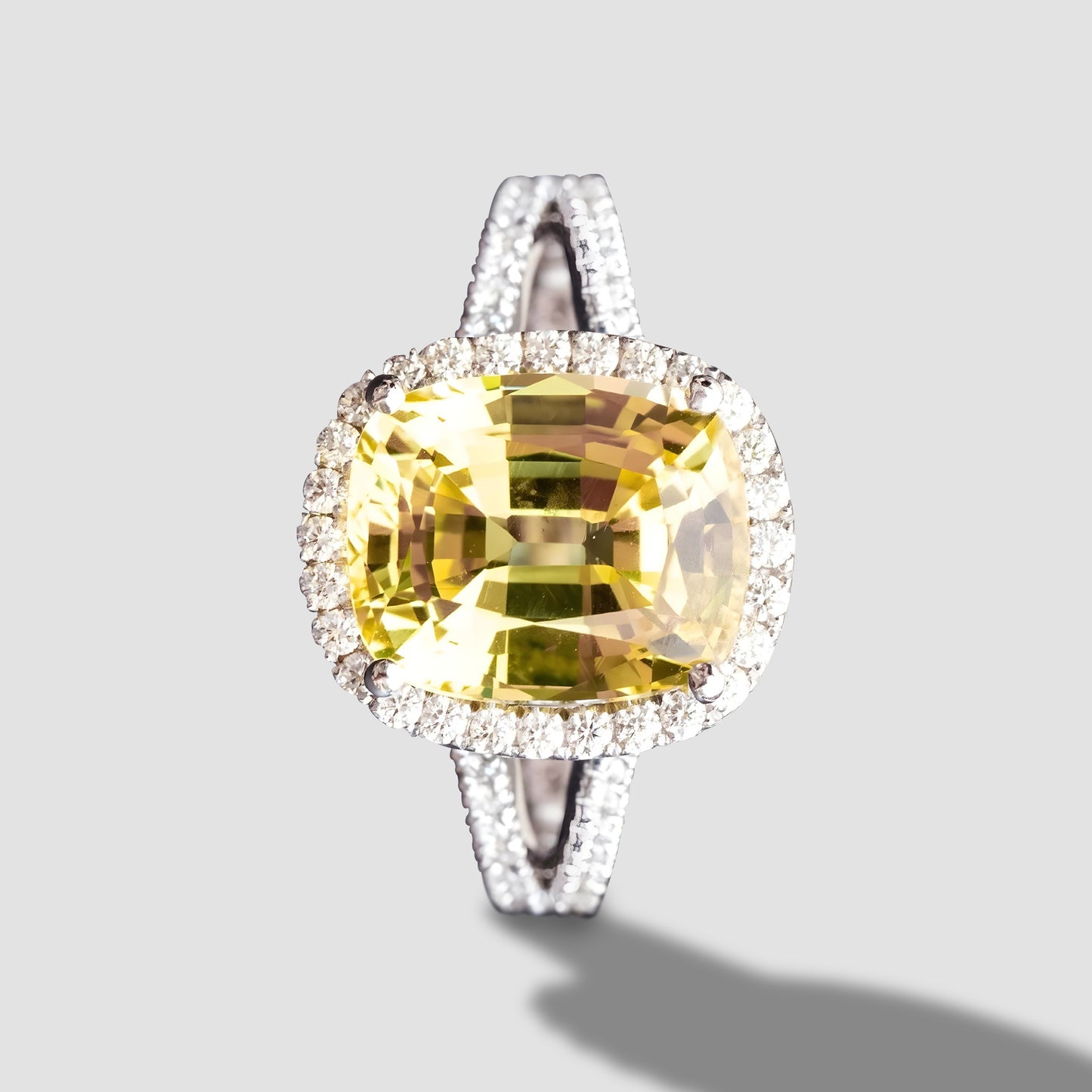 6.50 carat yellow sapphire engagement ring, large gemstone engagement ring, Yellow sapphire diamond ring Gift For Love