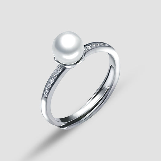 Certified Sterling Silver Pearl Ring , Adjustable | Rings for Women and Girls