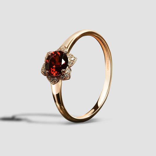 14k Yellow Gold Ring Natural Hessonite Garnet 5.25 Carat ring, Handmade ring Anniversary Gift For Her