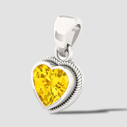 6.50 Carat Beautiful Natural Yellow Sapphire Heart Shape Pendant Silver Plated Locket For Women's