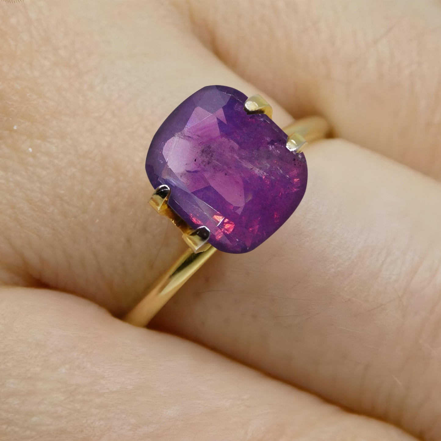 5.96ct Cushion Trapiche-Like Pinkish Purple Sapphire IGI Certified, Pakistan Anniversary Gift