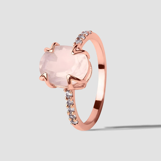 Certified Natural Rose Quartz Gemstone Ring for Women