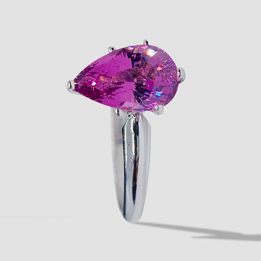 5.25 Ct Vivid Bubblegum Pink VVS Tourmaline Engagement Ring 14k White Gold