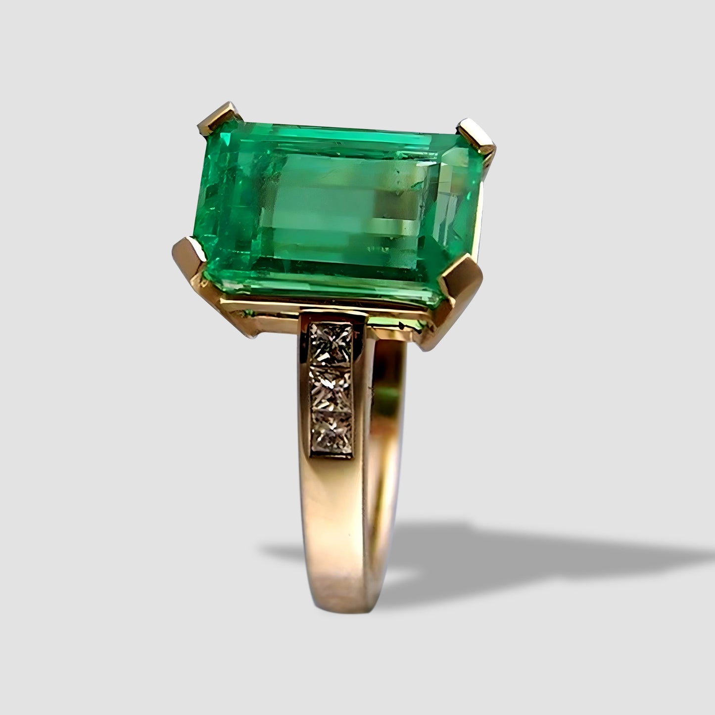 Genuine Natural Certified Green Emerald Solitaire 7.25 Carat Stone 925 Sterling Silver Ring