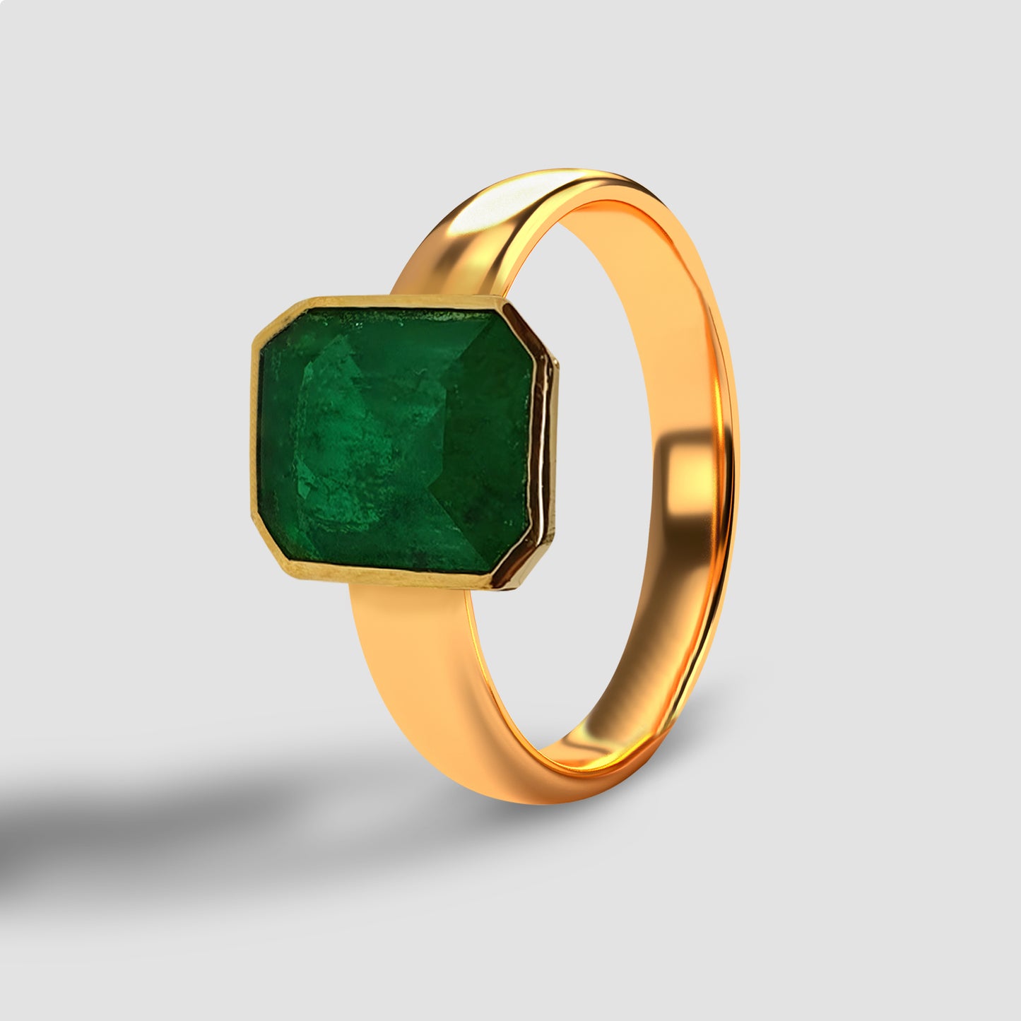 22k Solid Gold Emerald stone ring, Heavy Men's Emerald band Natural Emerald Gemstone Ring For Gift