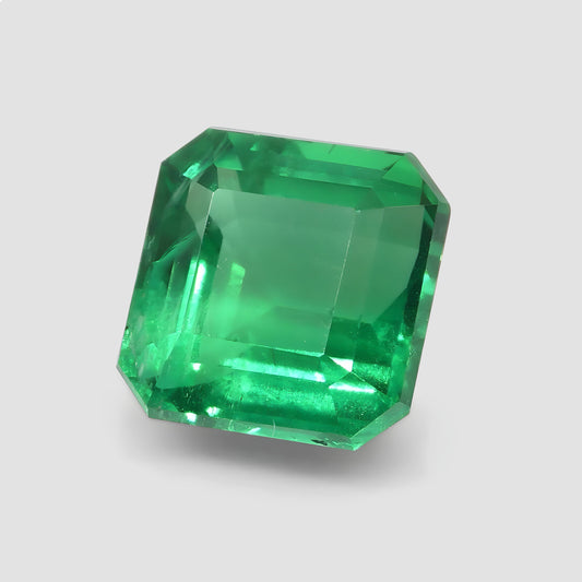 2.08ct Square/Octagonal Green Emerald IGI Certified Zambia Anniversary Astrology Gift For Love