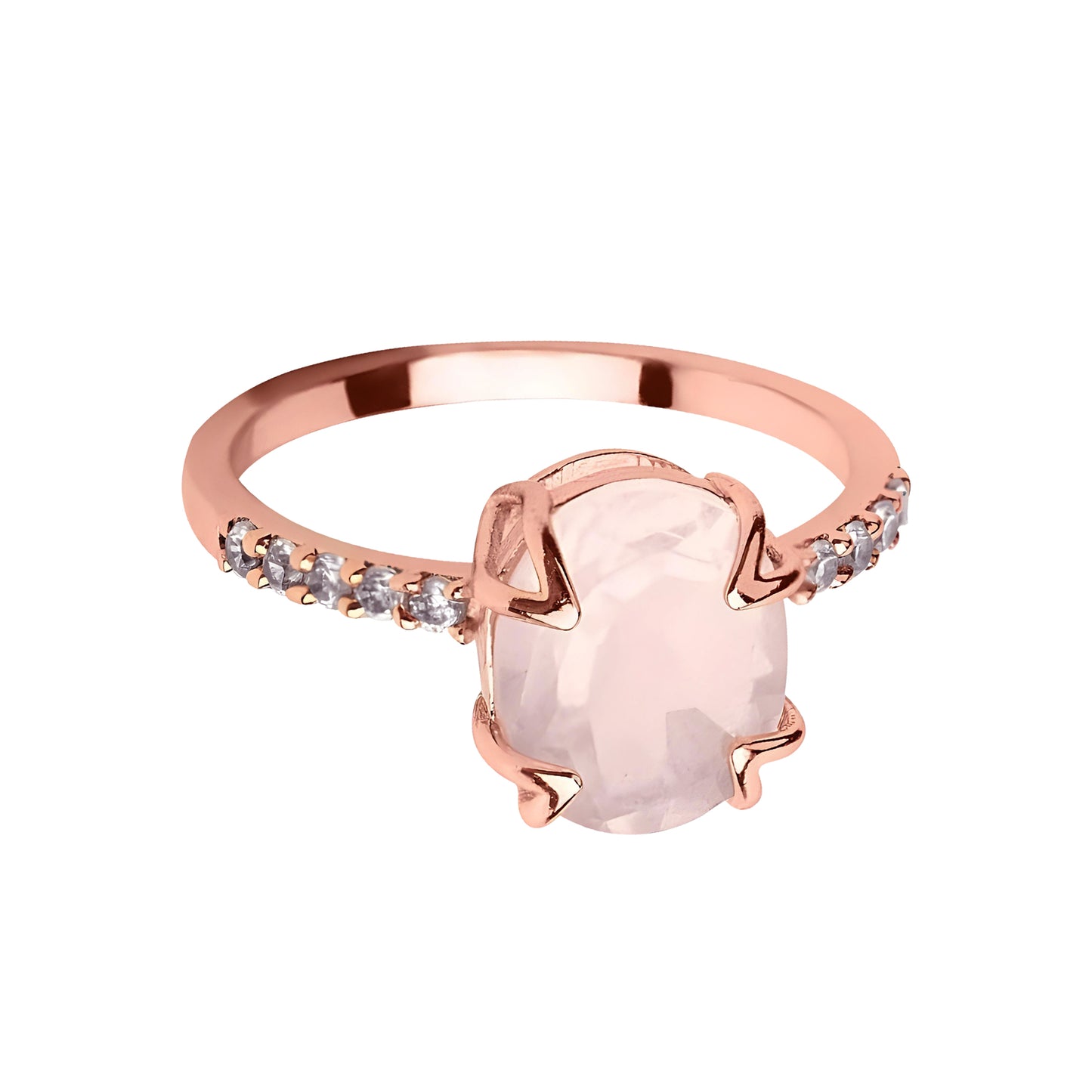 Certified Natural Rose Quartz Gemstone Ring for Women