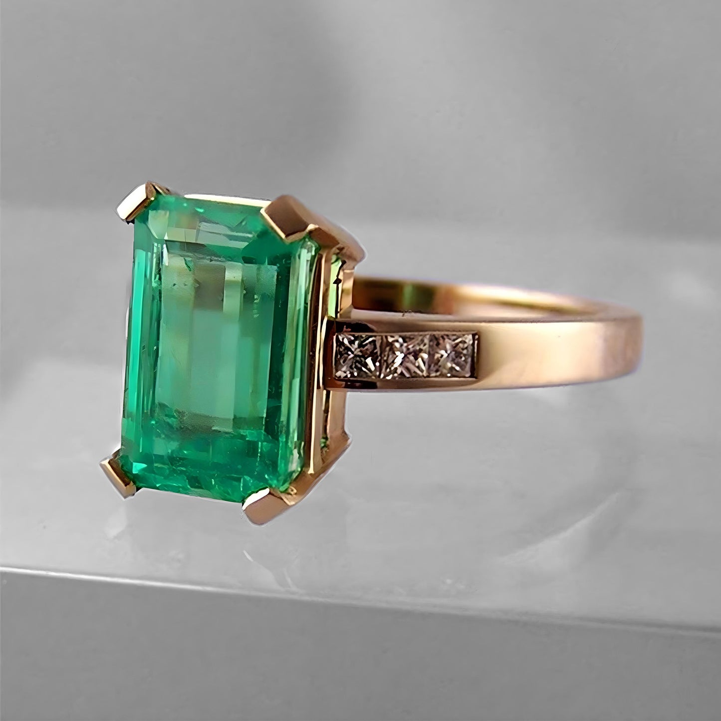 Genuine Natural Certified Green Emerald Solitaire 7.25 Carat Stone 925 Sterling Silver Ring