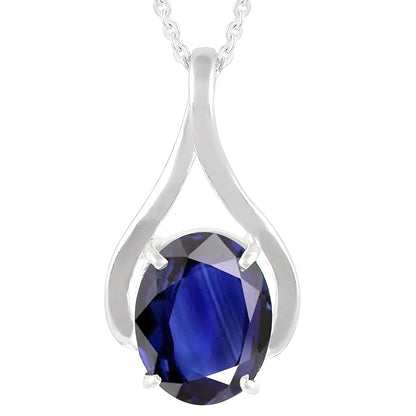 925 Sterling Silver Blue Sapphire Necklace ·Birthday Gift for Her ·September Birthstone Necklace ·Blue Sapphire Pendant, Valentine Gift