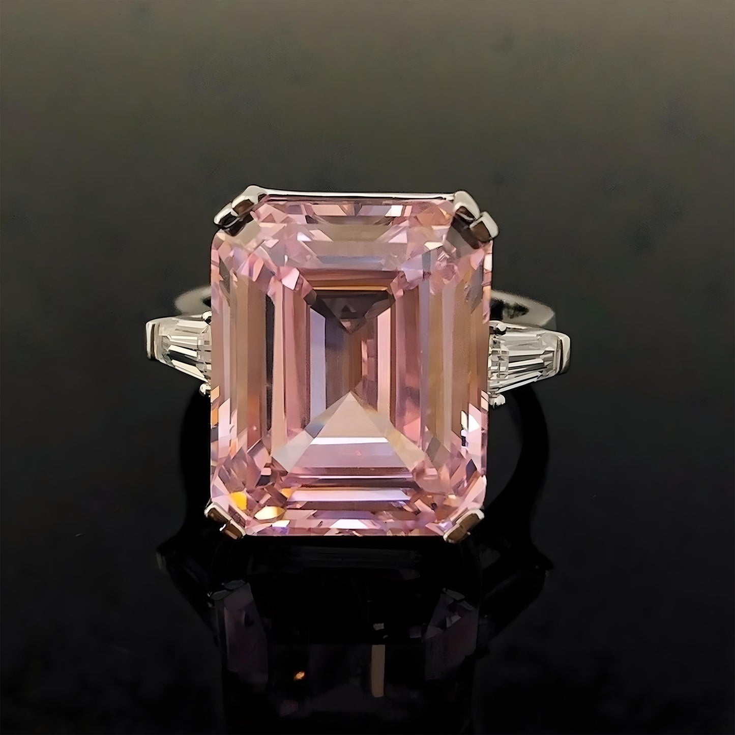 18k Yellow Gold Natural Certified 7.25 Carat Pink Sapphire Emerald Cut Gemstone Handmade  Engagement Ring Mother's day gift