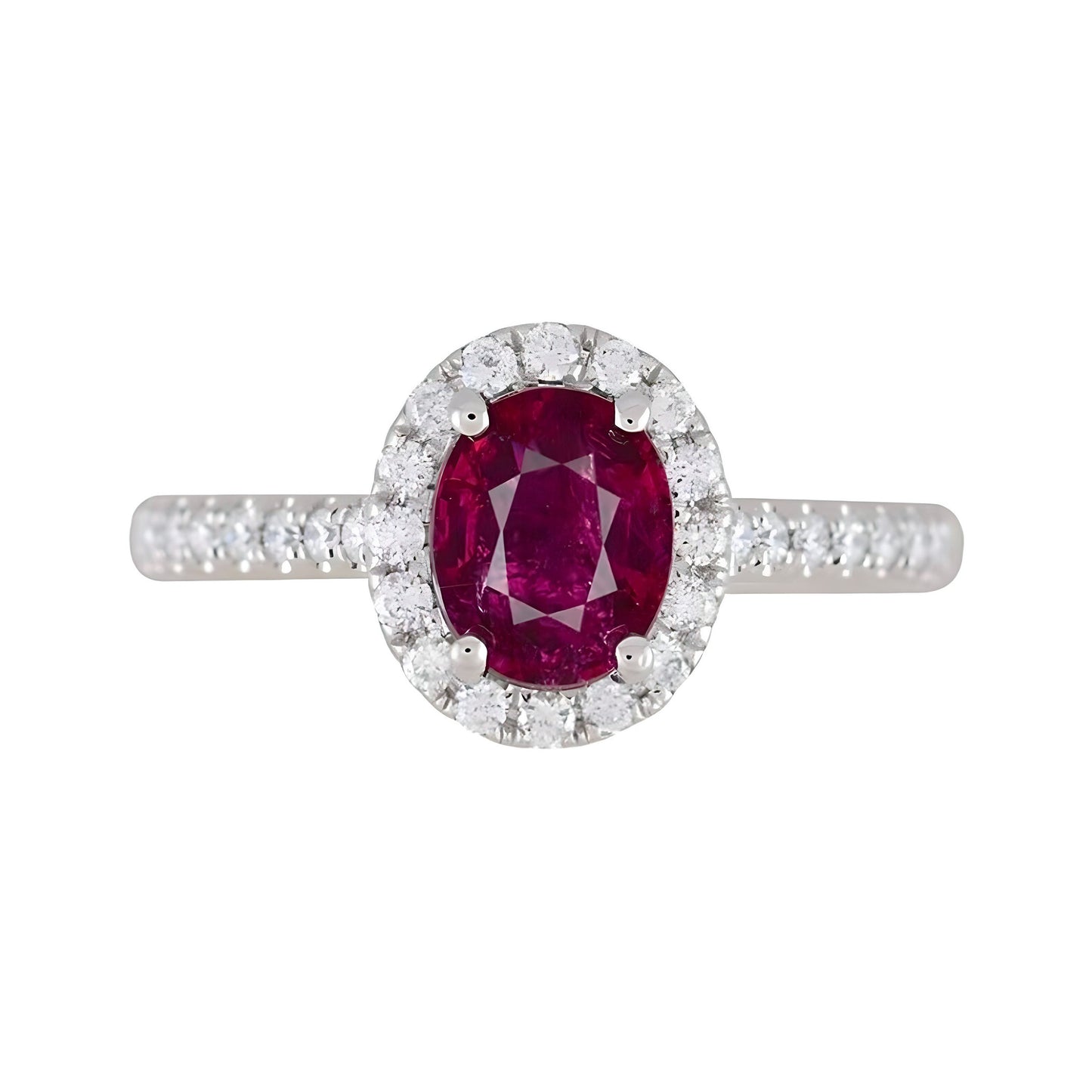 IGI Certified No Heat 2.1 Ct Vivid Blood Red Ruby & D VS1 Diamond Halo Ring 18K White Gold Ring Gift For Love