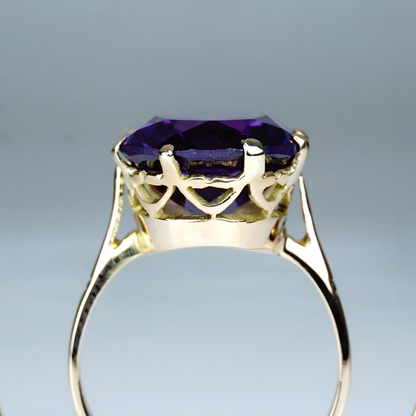 Vintage Mid Century 14k Yellow Gold Purple Sapphire Ring Engagement Ring Anniversary Gift For Love