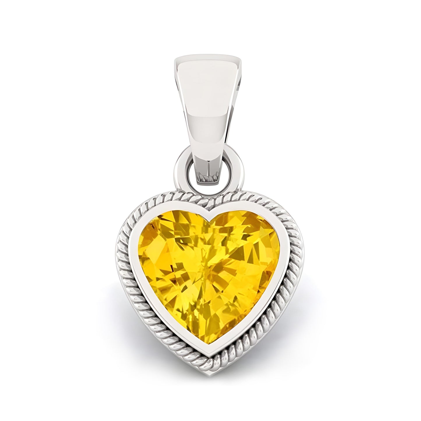 6.50 Carat Beautiful Natural Yellow Sapphire Heart Shape Pendant Silver Plated Locket For Women's