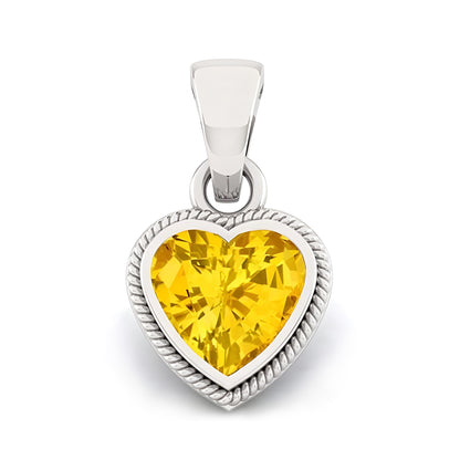 6.50 Carat Beautiful Natural Yellow Sapphire Heart Shape Pendant Silver Plated Locket For Women's