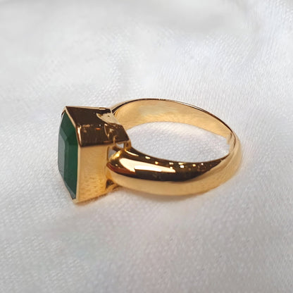 22k Solid Gold Emerald stone ring, Heavy Men's Emerald band Natural Emerald Gemstone Ring For Gift