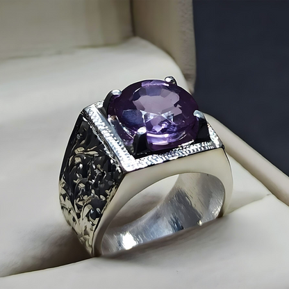 925 Sterling Silver Natural Color Changing Alexandrite Ring Certified gemstone Handmade Ring For Gift