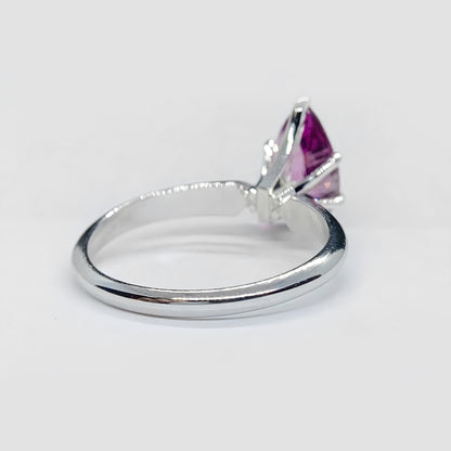 5.25 Ct Vivid Bubblegum Pink VVS Tourmaline Engagement Ring 14k White Gold