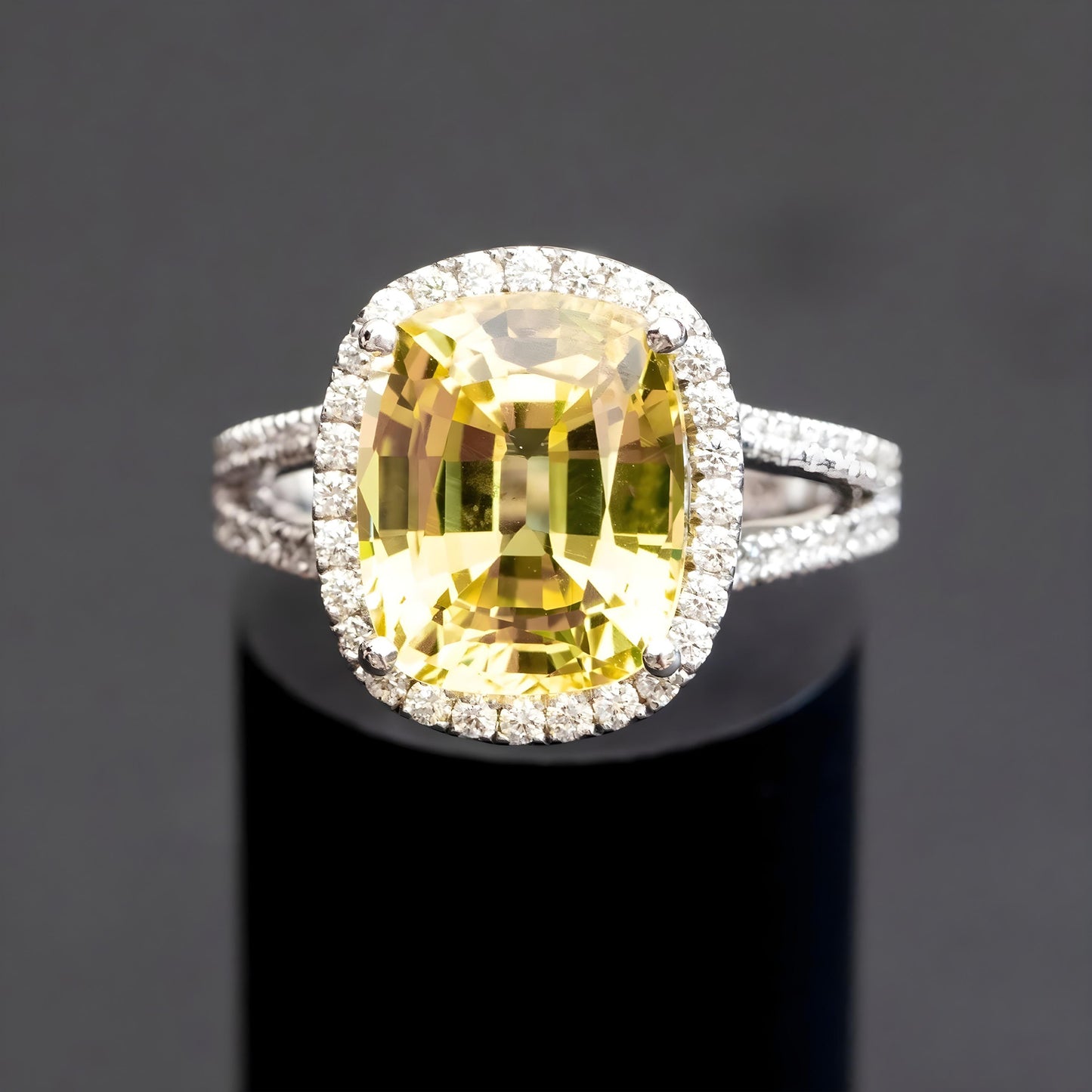 6.50 carat yellow sapphire engagement ring, large gemstone engagement ring, Yellow sapphire diamond ring Gift For Love