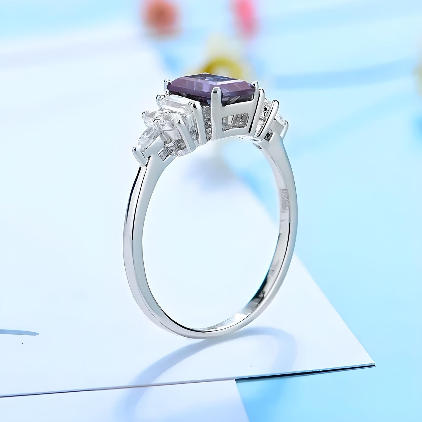 14k White Gold Natural Alexandrite Ring 5.25 Carat Alexandrite Ring Anniversary Ring Wedding Gift For Love