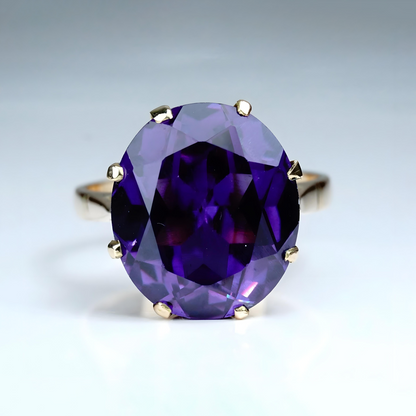 Vintage Mid Century 14k Yellow Gold Purple Sapphire Ring Engagement Ring Anniversary Gift For Love