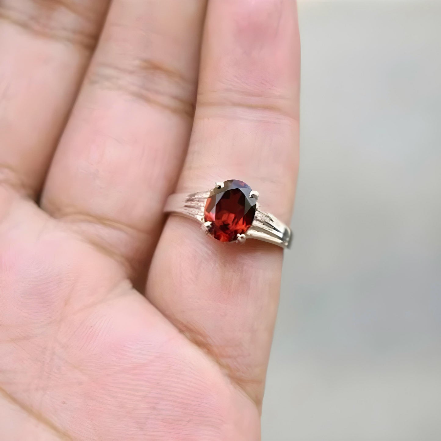 Natural Hessonite Garnet 5.25 Carat Ring 925 Sterling Silver Handmade Ring For Men And Woman, Anniversary Gift.