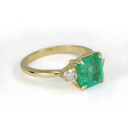 Genuine Natural Certified Green Emerald Solitaire 5.25 Carat Stone 925 Sterling Silver Ring yellow Plated Ring