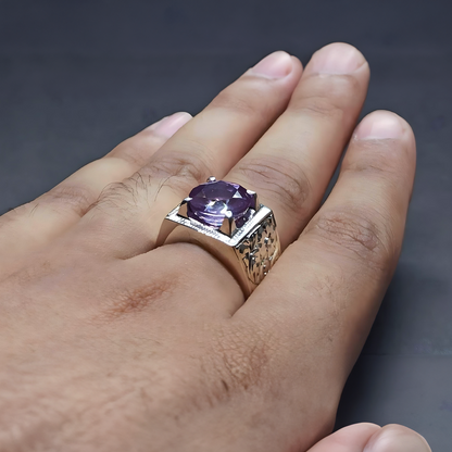 925 Sterling Silver Natural Color Changing Alexandrite Ring Certified gemstone Handmade Ring For Gift