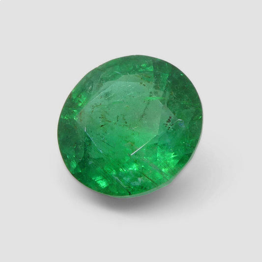 3.02ct Round Green Emerald IGI Certified Zambia Emerald Gift For Love