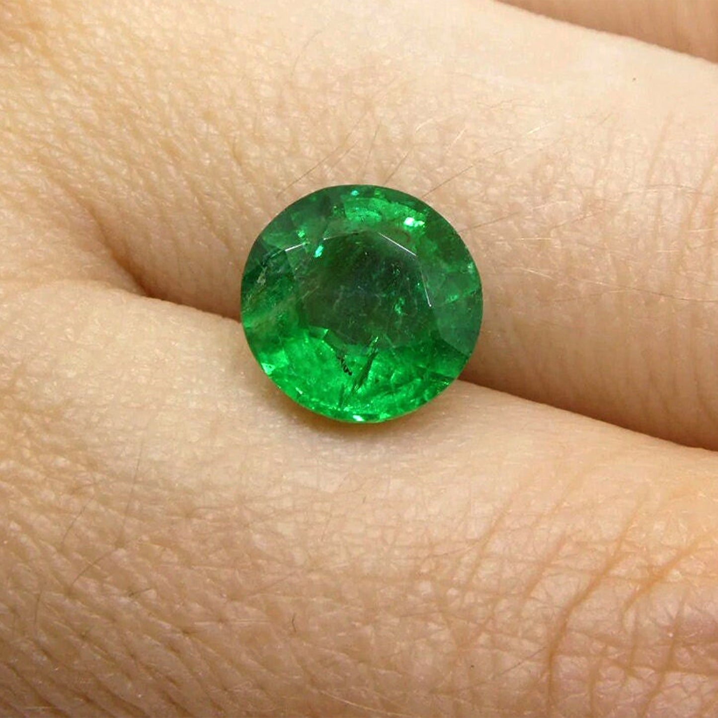 3.02ct Round Green Emerald IGI Certified Zambia Emerald Gift For Love