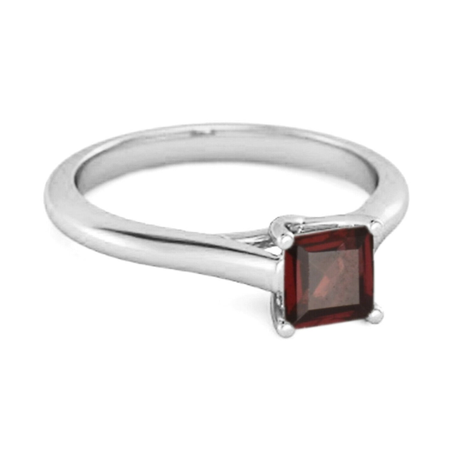 Genuine natural garnet ring square cut wedding ring solid sterling silver January birthstone , Valentine Gift , Mother Day Gift for Her