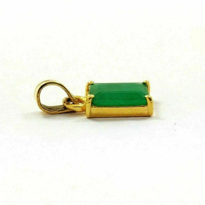 Natural Emerald Solitaire Pendant Gold Plated Jewelry Christmas Gift , Anniversary Gift Birthday Valentine's Day Gift for Women/Girls