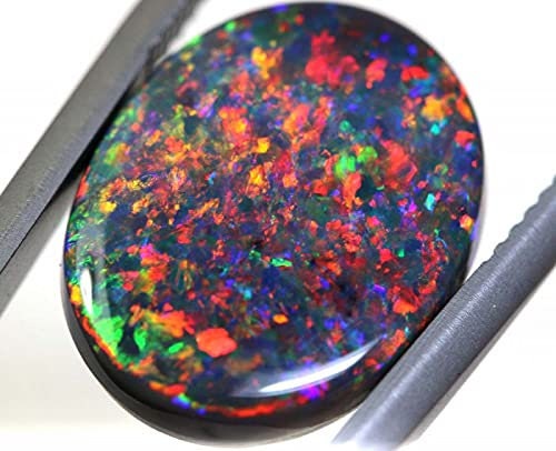 Oval Size Opal, Black with Flash - Natural Ethiopian Opal, Opal Jewelry making, Opal Crystal, Multi fire Opal, Loose Opal Valentine Gift