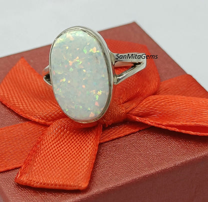 Natural Opal Ring ,October Birthstone Ring , Stunning Oval Cut Natural Opal Anniversary Ring ,Mother Day Gift , Birthday Gift