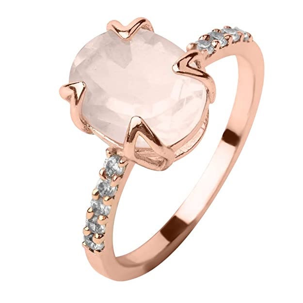 Certified Natural Rose Quartz Gemstone Ring for Women