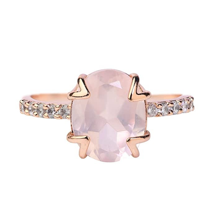 Certified Natural Rose Quartz Gemstone Ring for Women