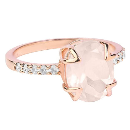 Certified Natural Rose Quartz Gemstone Ring for Women