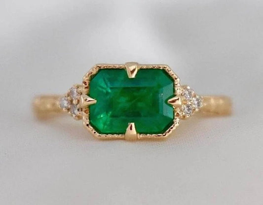 Natural Emerald 6.00 Carat Ring, 14k Yellow Gold, Handmade Ring For Men And Woman, Christmas Gift.