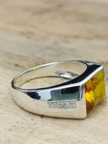 Natural Yellow Sapphire 6.25 carat ring, 925 Sterling Silver, Handmade ring for Men And Women Christmas Gift.