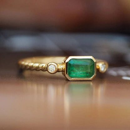 Natural Emerald 4.25 Carat Ring, 14k Yellow Gold, Handmade Ring For Men And Woman, Christmas Gift.