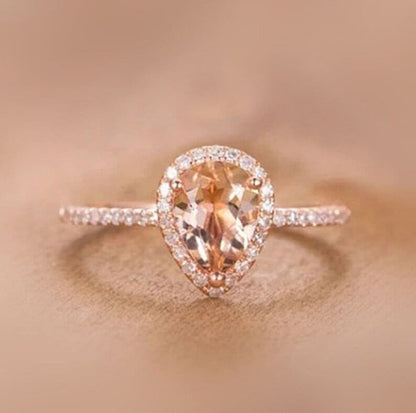 Natural Morganite 4.25 carat ring, 14k Rose Gold Ring Handmade ring for Her, Christmas Gift, Anniversary Ring