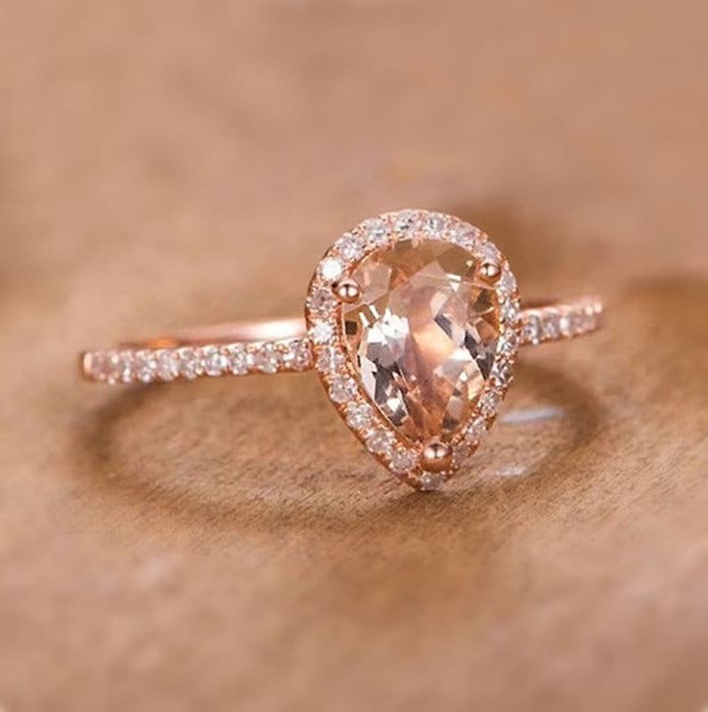 Natural Morganite 4.25 carat ring, 14k Rose Gold Ring Handmade ring for Her, Christmas Gift, Anniversary Ring