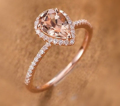 Natural Morganite 4.25 carat ring, 14k Rose Gold Ring Handmade ring for Her, Christmas Gift, Anniversary Ring