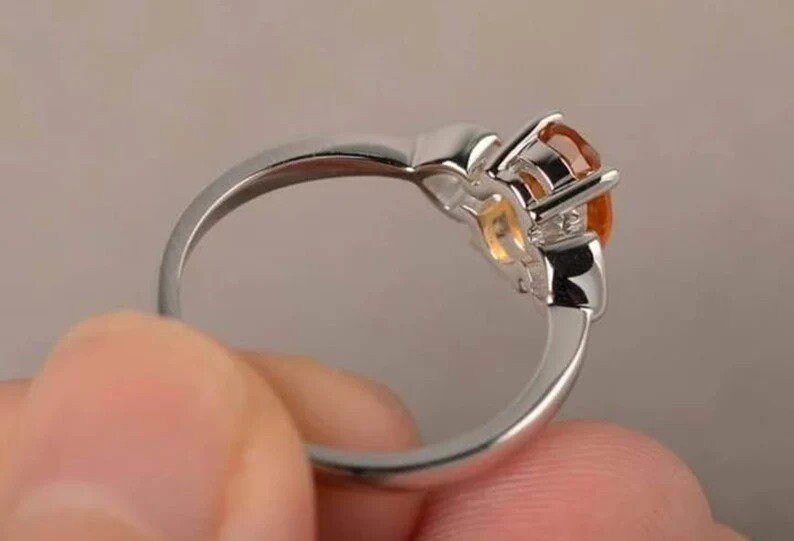 925 Sterling Silver Natural Citrine 5.25 Carat Ring Astrology Ring For Gift