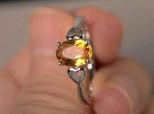 925 Sterling Silver Natural Citrine 5.25 Carat Ring Astrology Ring For Gift