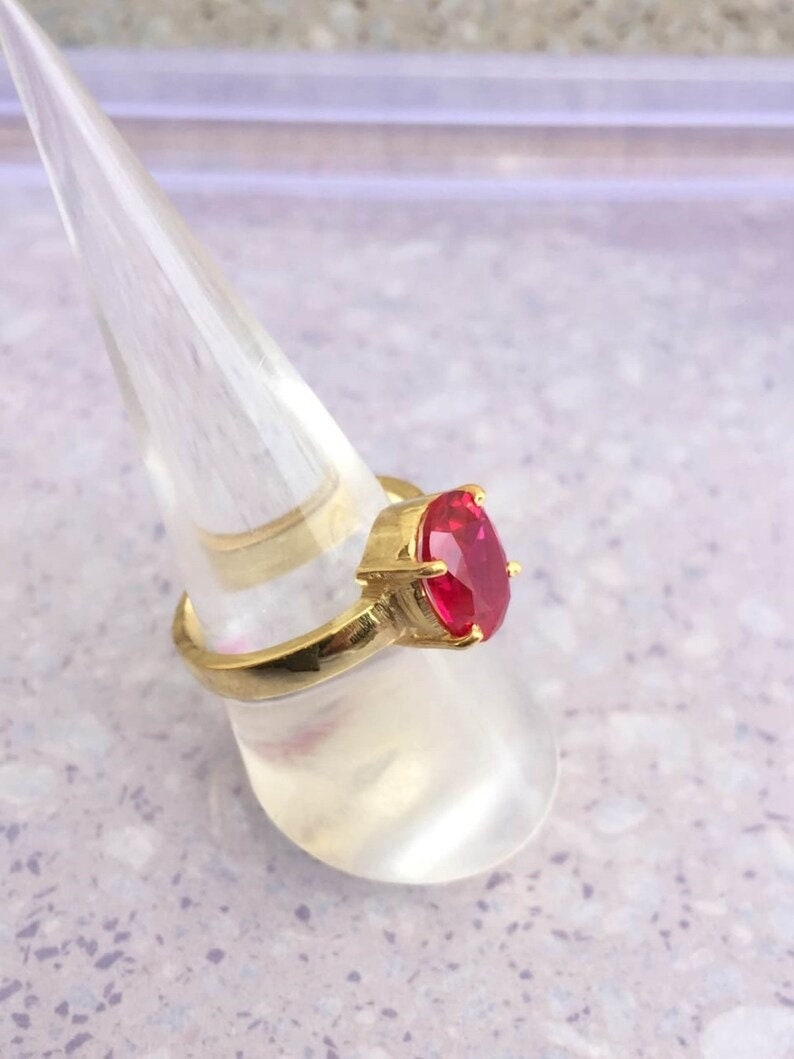 Natural Red Ruby 5.50 Carat Ring, Gold Plated , Handmade Ring For Men And Woman, Anniversary Gift Christmas Gift