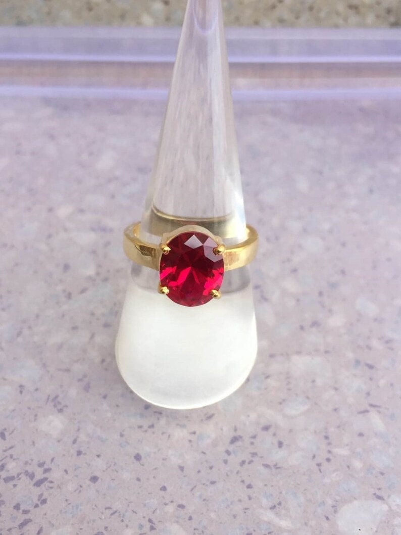 Natural Red Ruby 5.50 Carat Ring, Gold Plated , Handmade Ring For Men And Woman, Anniversary Gift Christmas Gift