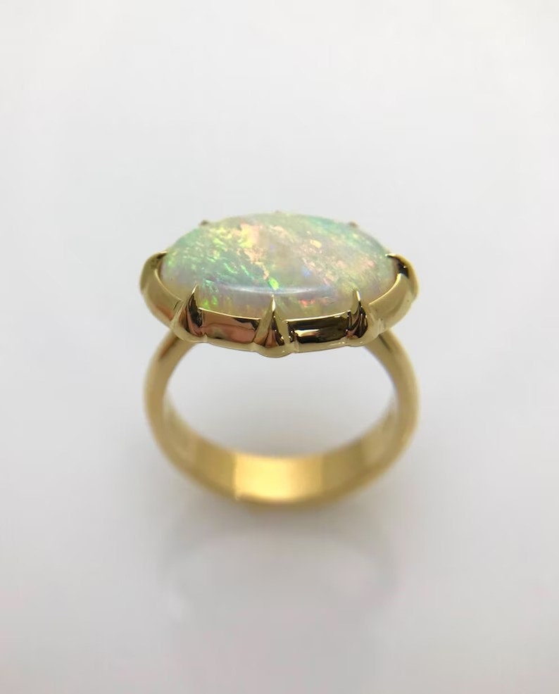 Nūr White Opal Gold-Plated Ring